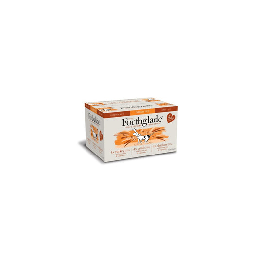 Forthglade Complete Meal Adult Variety Pack (Lamb, Turkey, Chicken with Brown Rice), 12 X 395g