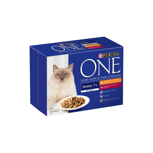 Purina One Senior Cat Food Chicken and Beef Cat Food - 8 X 85g