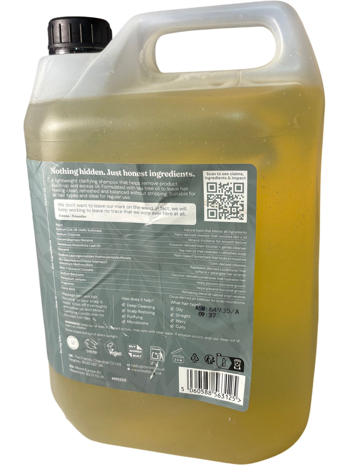 Miniml Clarifying Shampoo Tea Tree & Mint 5L