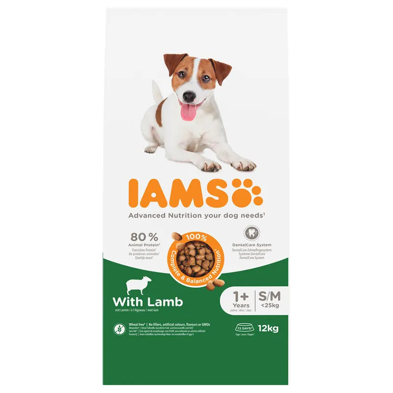 Iams Advanced Nutrition Dry Dog Food  Small Medium Lamb Wheat Free 12kg 72 days