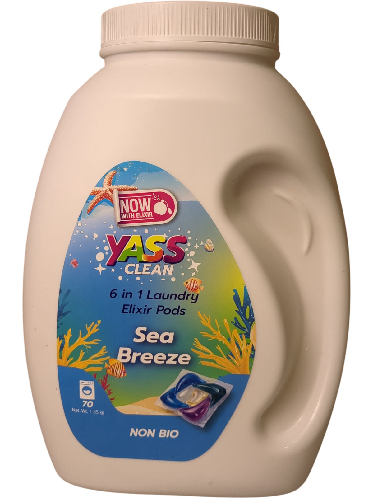 Yass Clean | 6 in 1 Laundry Elixir Pods | Sea Breeze | 70 Pods