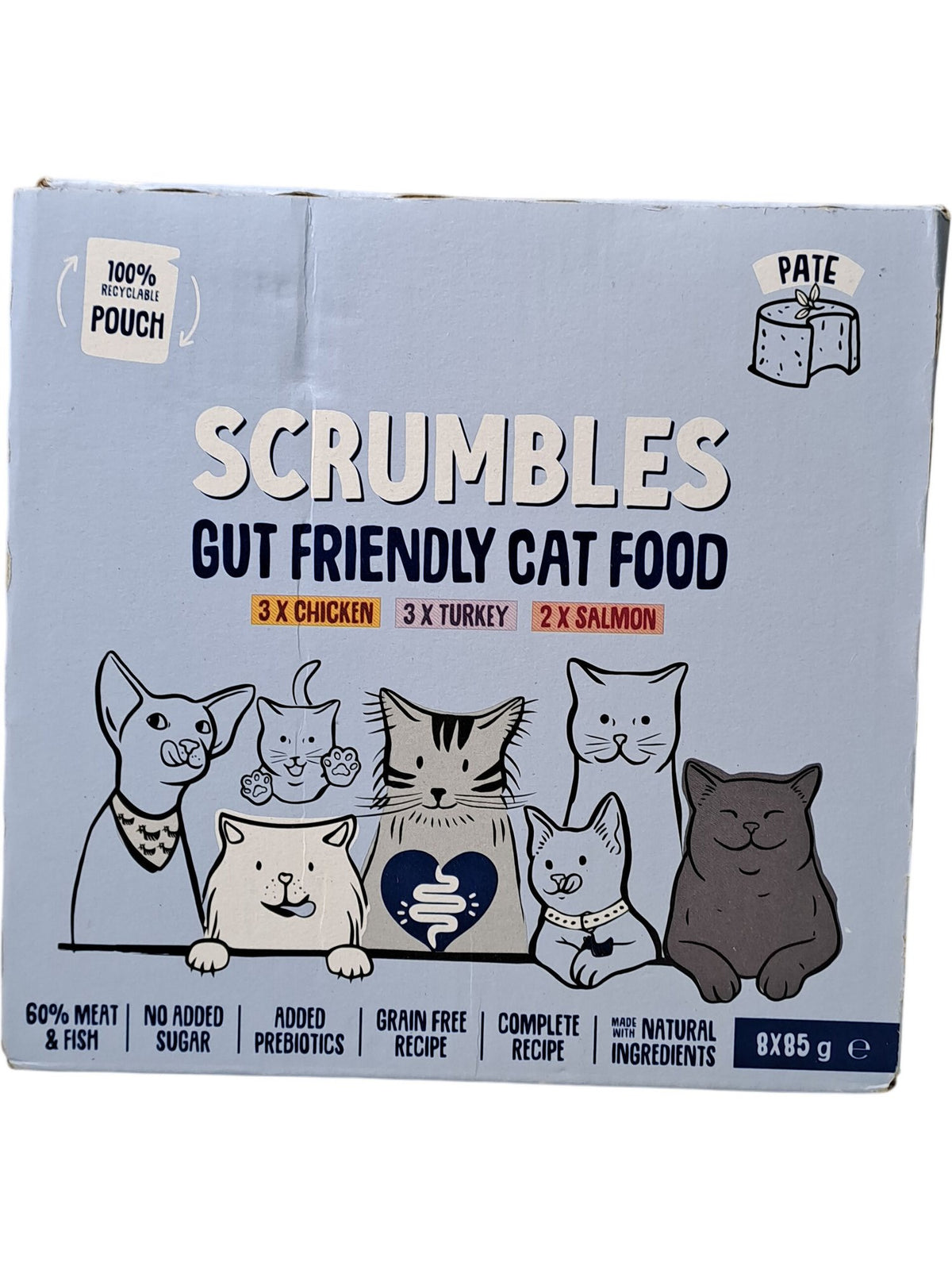 Scrumbles | Gut Friendly Cat Food | Pâté | 8x85g