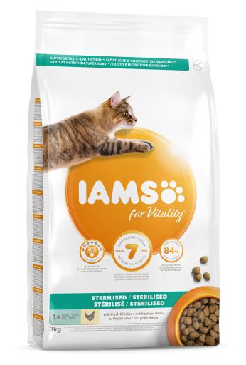 Iams 1+ Years Light in Fat Dry Cat Food Chicken, 3kg