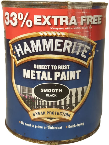 Hammerite | Direct to Rust Metal Paint | Smooth Black | 1L