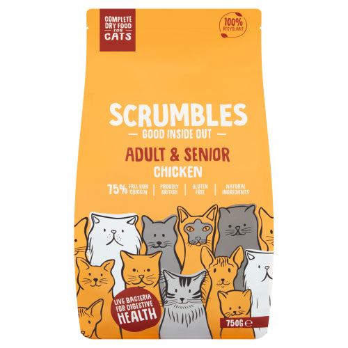 Scrumbles Adult and Senior Cats Dry Food, 750g