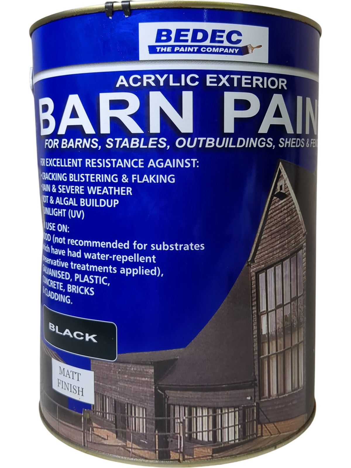 Bedec | Acrylic Exterior Barn Paint | Black | 5L