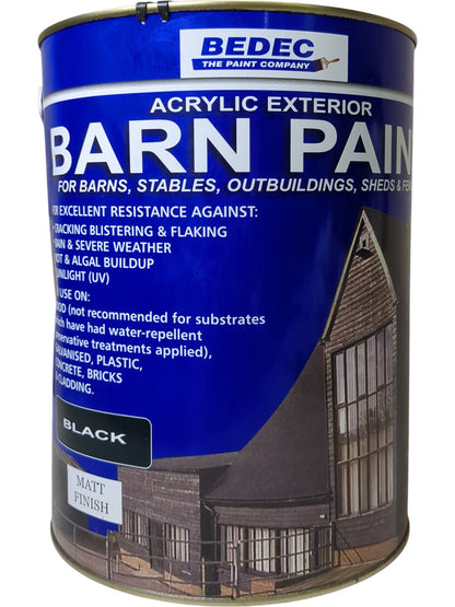Bedec | Acrylic Exterior Barn Paint | Black | 5L