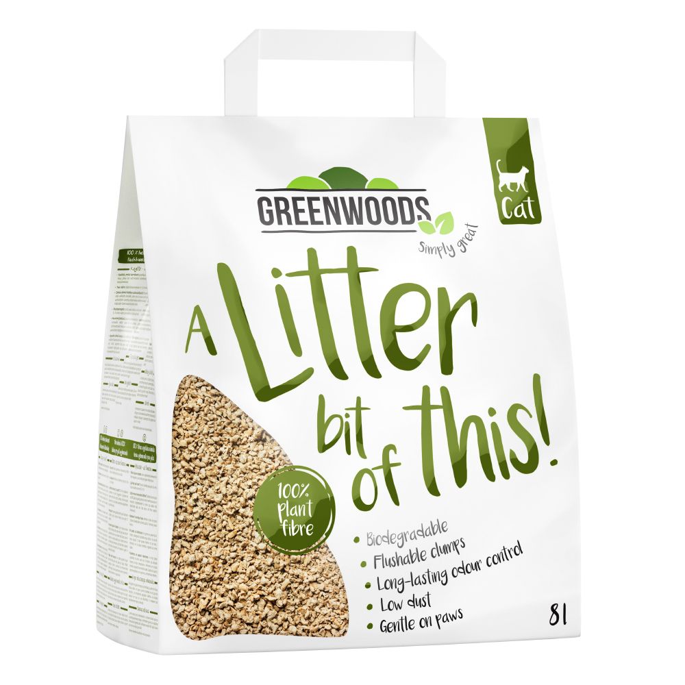 Greenwoods Plant Fibre Natural Clumping Litter - 8l (approx. 3.4kg)