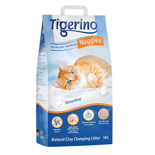 Tigerino Nuggies Sensitive Cat Litter – Unscented - 14l