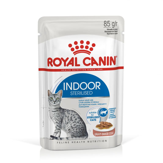 Royal Canin Indoor Sterilised Gravy Wet Cat Food - 12 X 85g Pouches