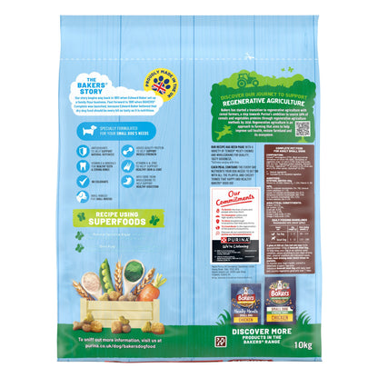Bakers Recipe Superfoods Dry Dog Food Small Dog Complete Beef and Veg 10kg