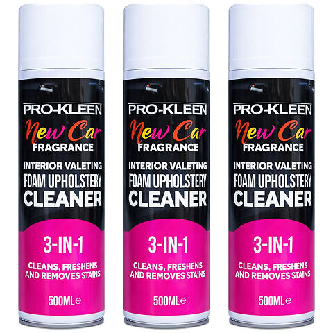 4 x 500ml|Pro-Kleen|New Car Fragrance|Foam Upholstery Cleaner