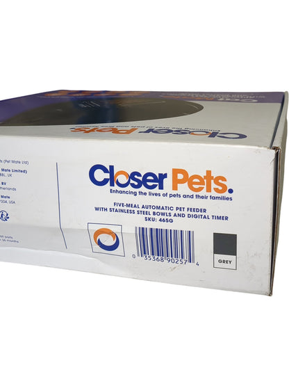 Closer Pets | Cat Mate Five-Meal Automatic Pet Feeder | Model 465G | Grey