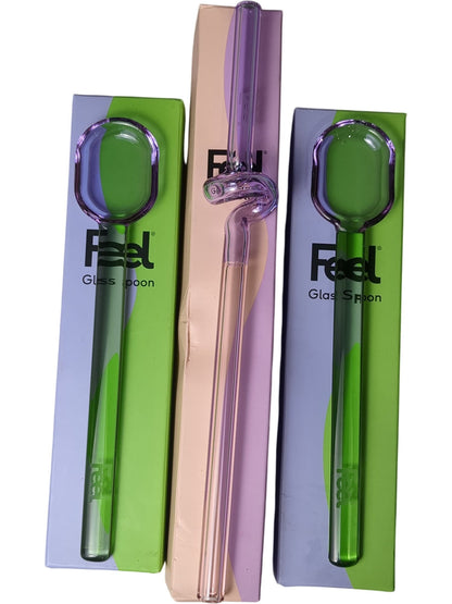 Feel | Glass Straw and Spoon Set 2 x Spoon 1 x Straw