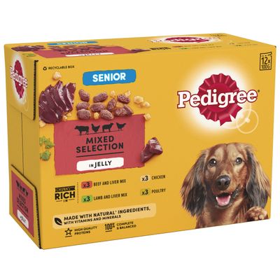 Pedigree Senior Wet Dog Food Pouches in Jelly (12x100g)