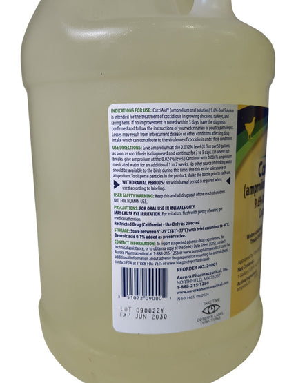 CocciAid | Amprolium Oral Solution | 9.6% | 1 Gallon