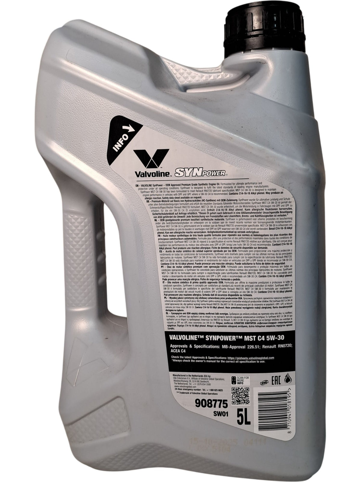 Valvoline | Synthetic Motor Oil | SynPower MST C4 5W-30 | 5L
