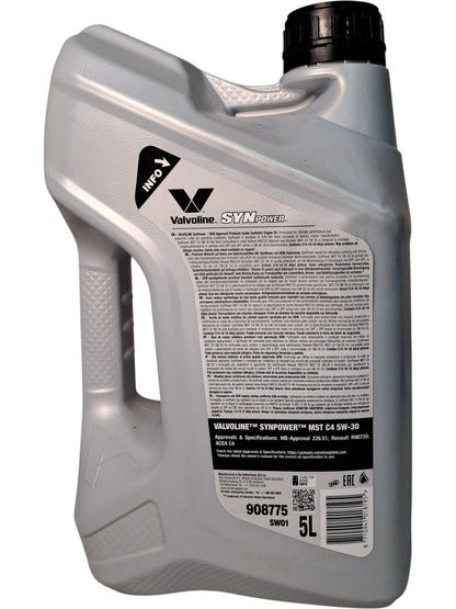 Valvoline | Synthetic Motor Oil | SynPower MST C4 5W-30 | 5L