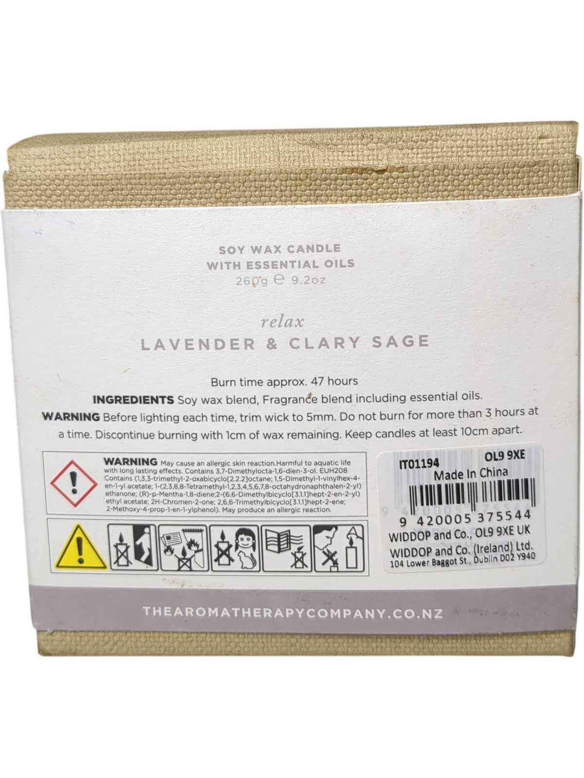 The Aromatherapy Co. | Soy Wax Candle | Lavender & Clary Sage | 260g
