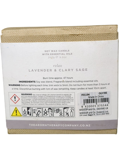 The Aromatherapy Co. | Soy Wax Candle | Lavender & Clary Sage | 260g