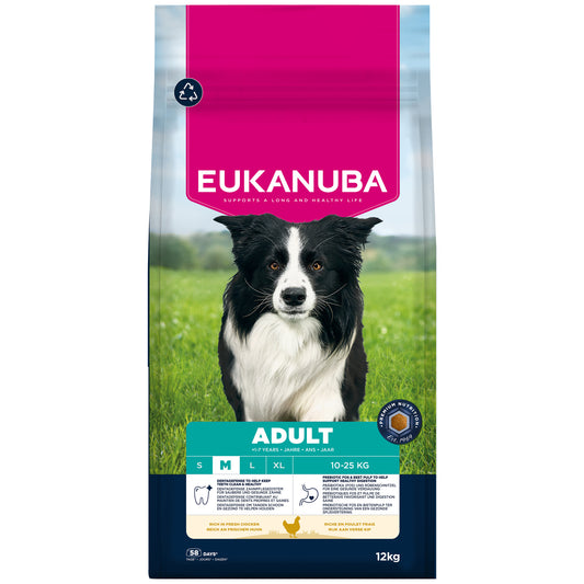 Eukanuba| Adult Medium Dog- Dentadefence- Prebiotic- Chicken- 12kg