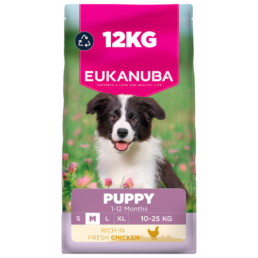 Eukanuba Dry Dog Food Puppy Medium 10 to 25kg Bone Development Chicken 12kg
