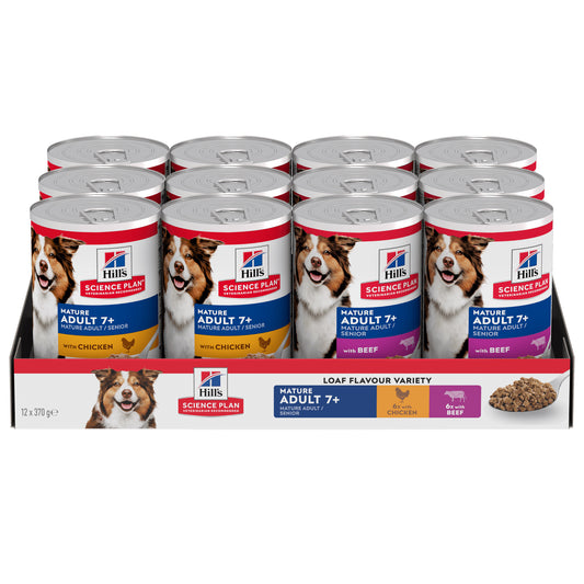Hill's Science Plan Mature Adult 7+ Loaf Flavour Variety 370g x 12