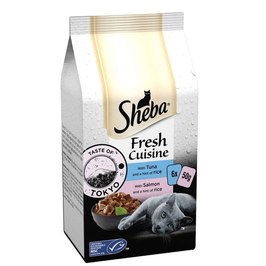 Sheba Fresh Cuisine Cat Pouches Taste of Tokyo MSC Collection in Gravy, 6 X 50g