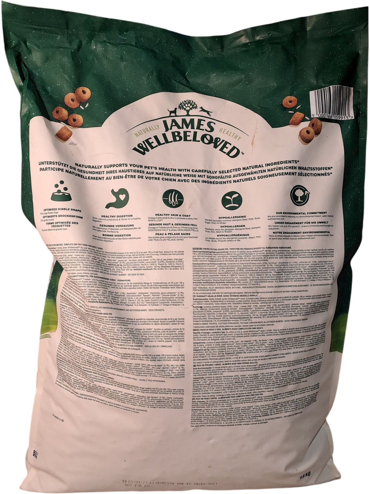 James Wellbeloved | Adult Large Breed Dog Food | Fish & Rice | 15kg