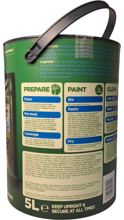 Cuprinol | Anti-Slip Decking Stain | Urban Slate | 5L