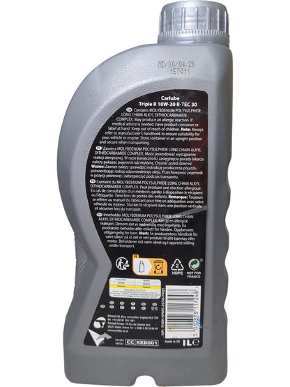 Carlube | Semi Synthetic Motor Oil | R-TEC 30 10W-30 | 1L