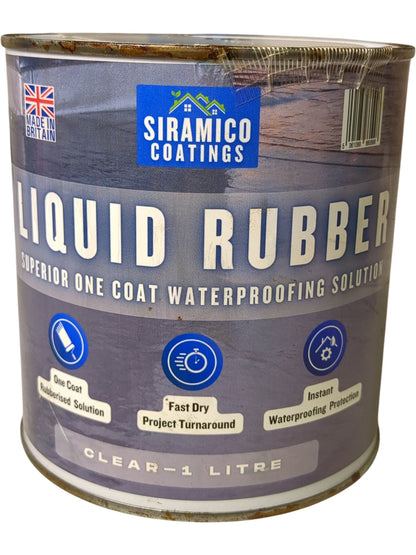 Siramico Coatings | Liquid Rubber Waterproofing Solution | Clear | 1 Litre