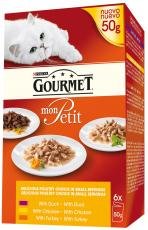 GOURMET Mon Petit Meaty Variety with Duck, Chicken & Turkey Adult Wet Cat Food 6x50g