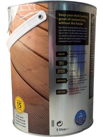 Ronseal Quick Drying Decking Stain Rich Teak 5L