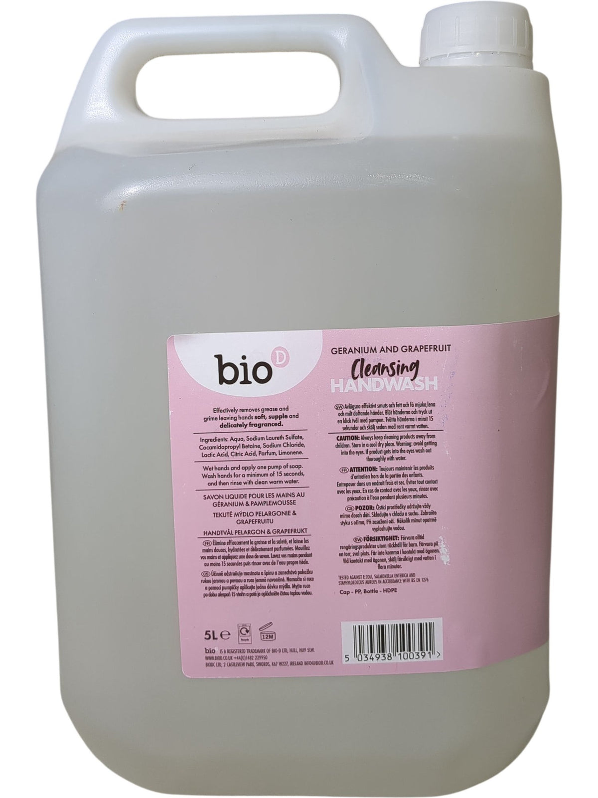 Bio-D | Cleansing Handwash | Geranium and Grapefruit | 5L