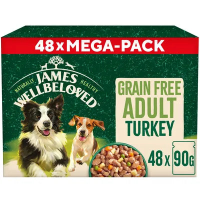 James Wellbeloved Grain Free Adult 1-7, Turkey with vegetables in gravy 48 x 90g