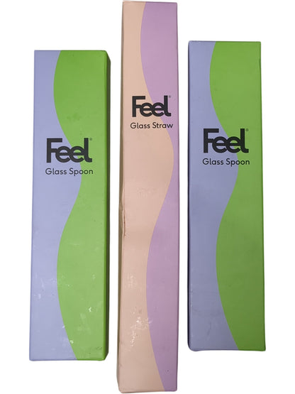 Feel | Glass Straw and Spoon Set 2 x Spoon 1 x Straw