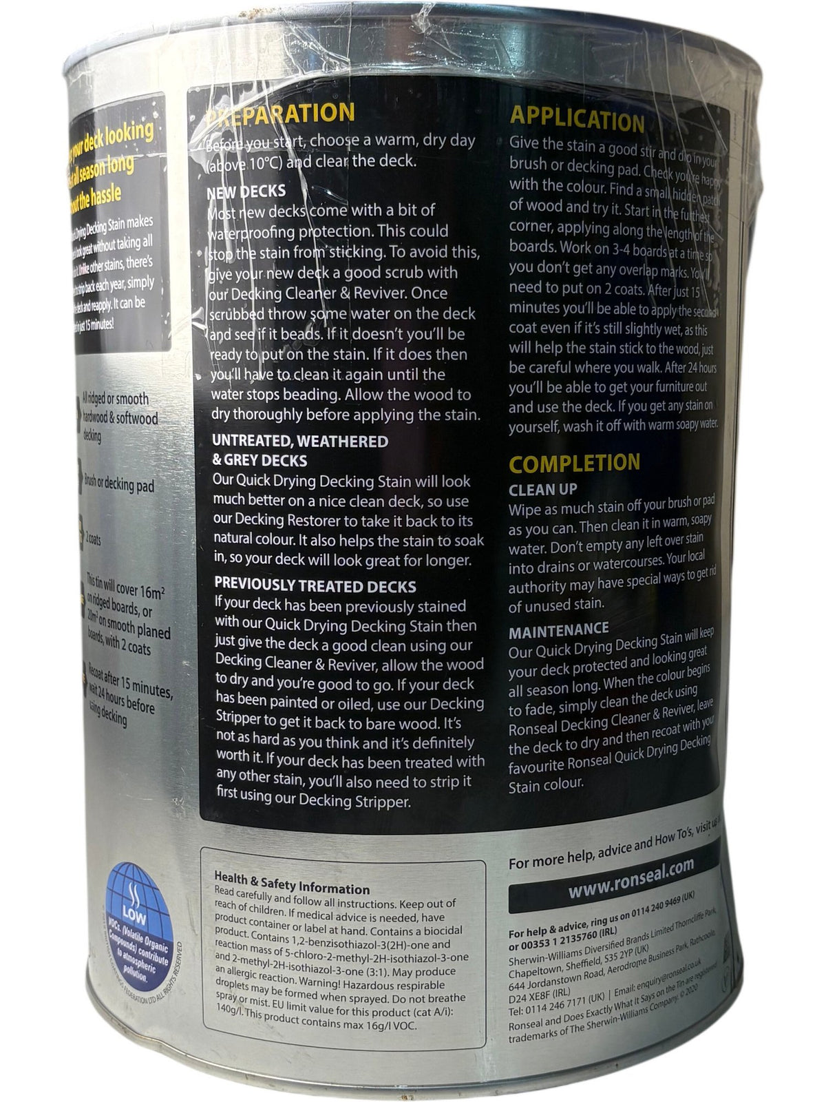 Ronseal Quick Drying Decking Stain Rich Teak 5L