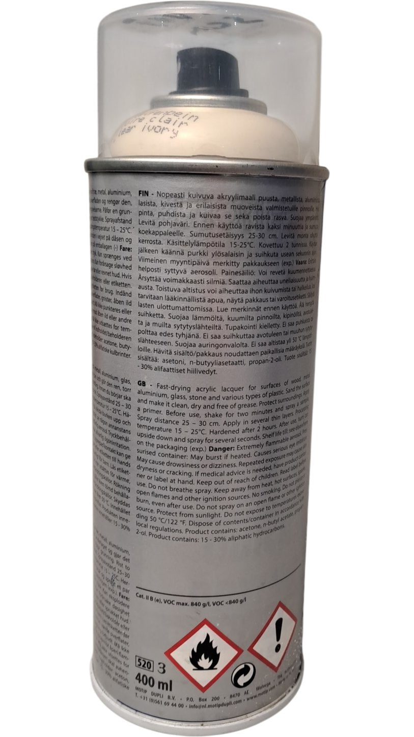 Motip | Quick Drying Acrylic Paint | RAL 1015 Clear Ivory | 400ml