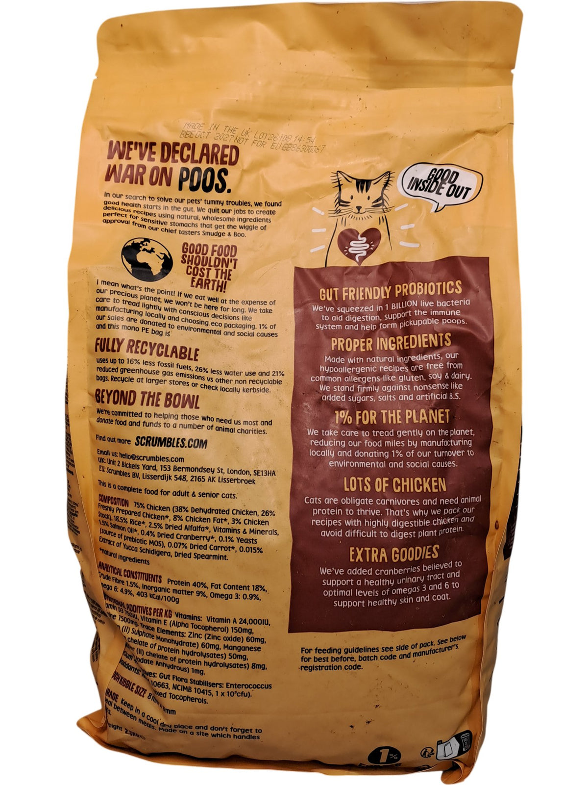 Scrumbles | Gut Friendly Cat Food | Chicken| 2.5kg