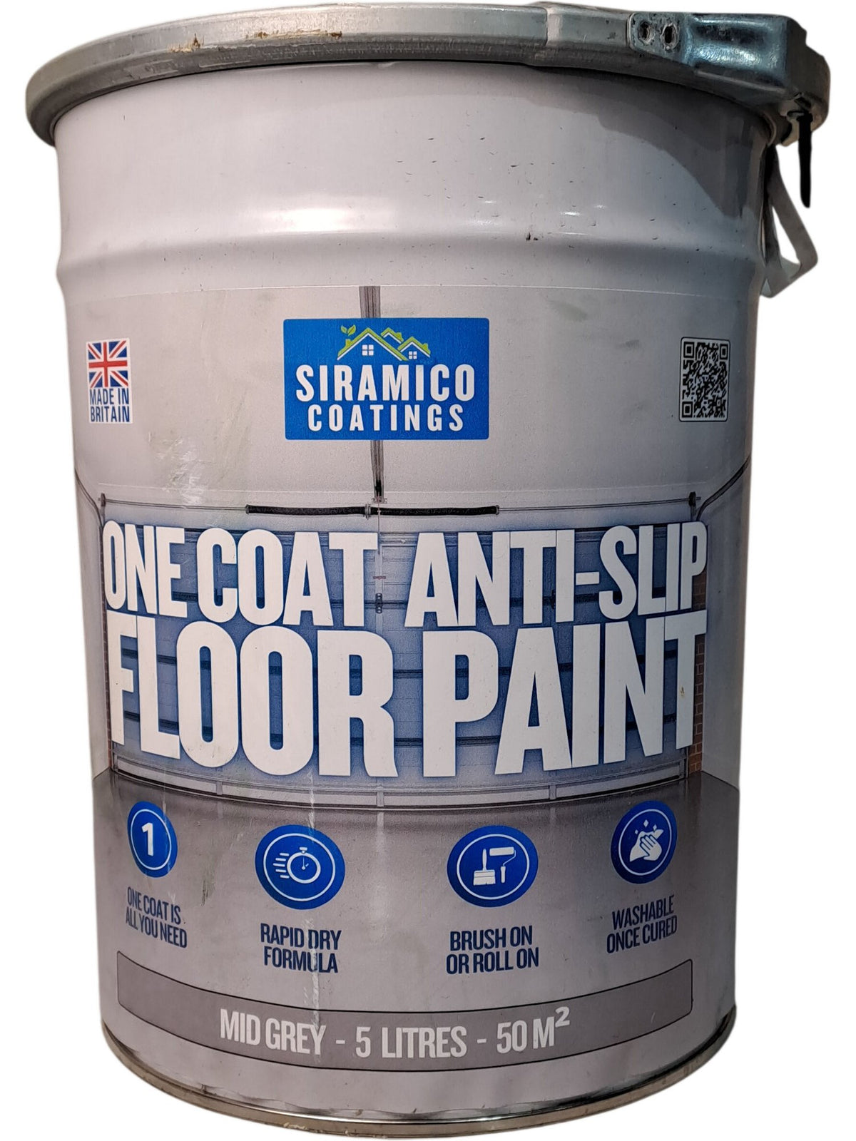Siramico Coatings | One Coat Anti-Slip Floor Paint | Mid Grey 5L