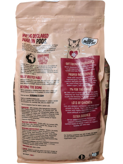 Scrumbles | Gut Friendly Cat Food | 75% Chicken with Salmon | 2.5KG