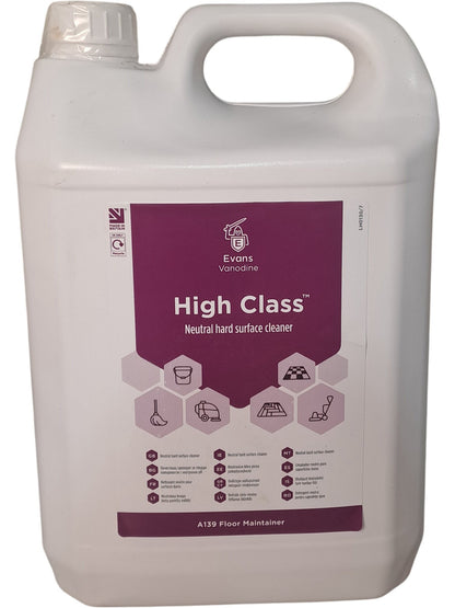 Evans Vanodine | High Class Neutral Hard Surface Cleaner | A139 | 5L