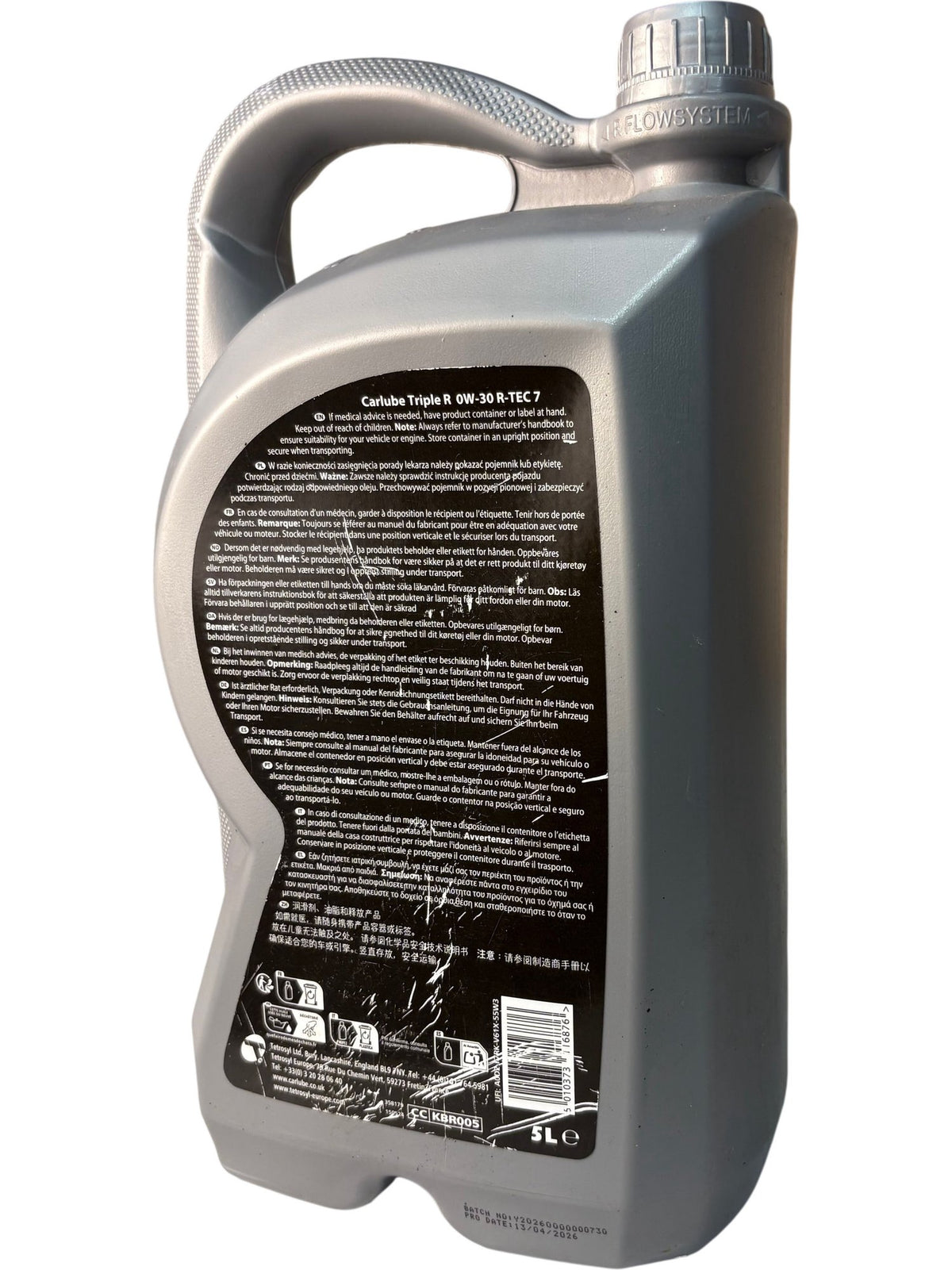 Carlube Fully Synthetic Motor Oil R-TEC 7 5L