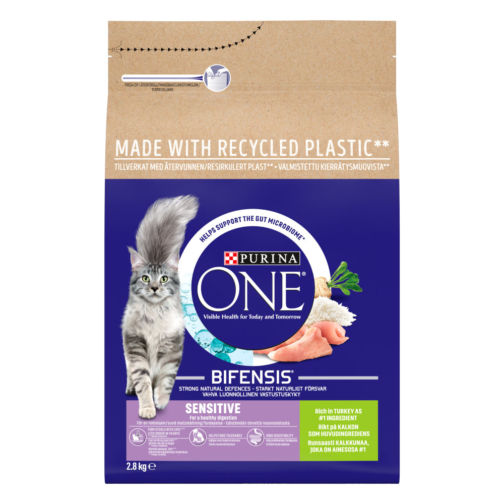 Purina ONE Sensitive Dry Cat Food Rich in Turkey 2.8kg