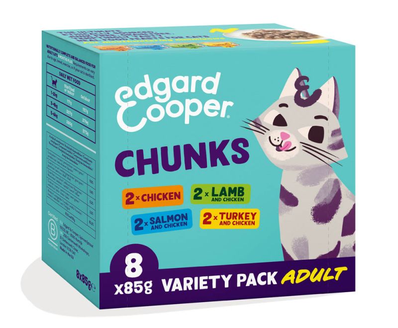 Edgard & Cooper Cat Chunks in Sauce Adult Multipack, 8 X 85g