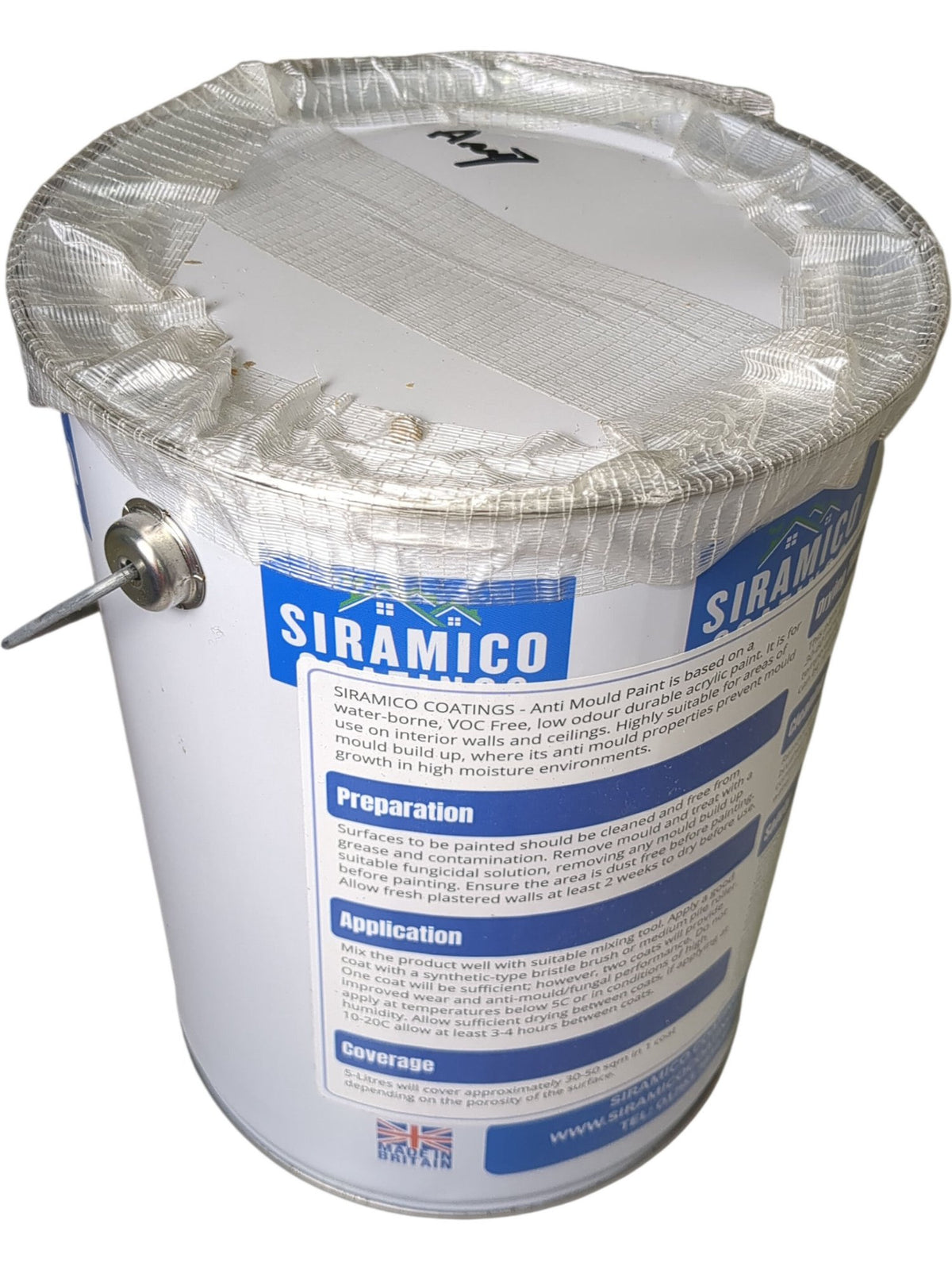 Siramico Coatings | Anti-Mould One Coat Paint | Matt White | 5 Litres