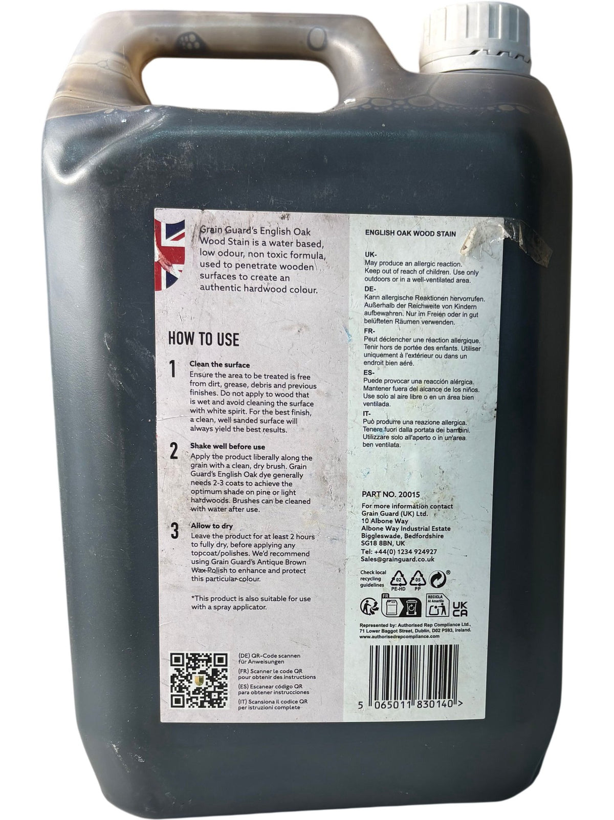 Grain Guard English Oak Wood Stain 5 Litre