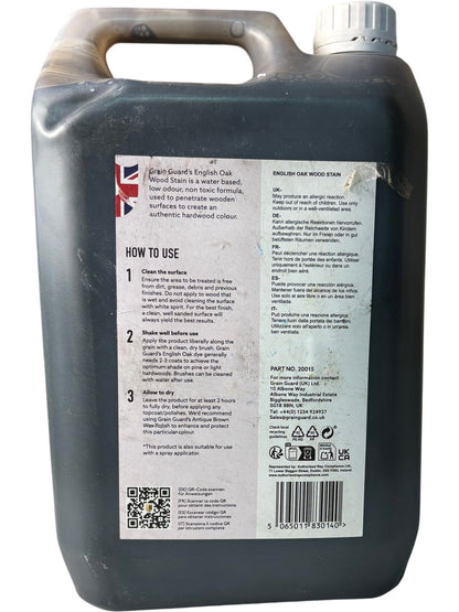 Grain Guard English Oak Wood Stain 5 Litre