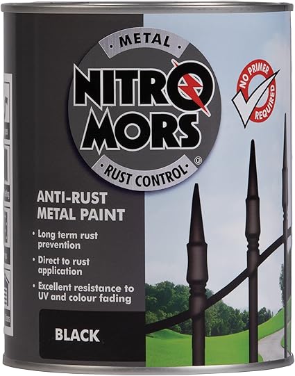 2 x 750ml|Nitro Mors| Anti Rust Metal Paint- Black